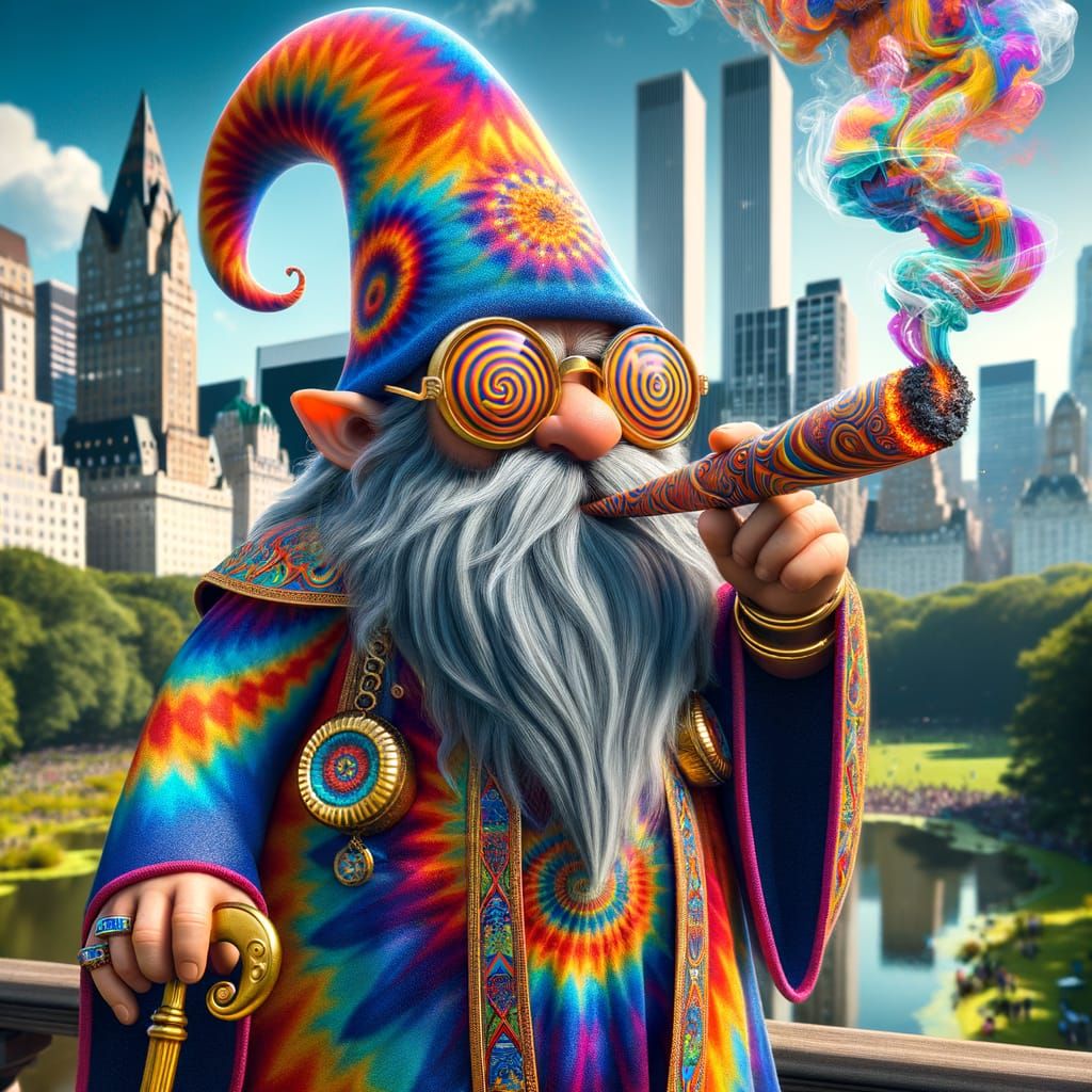 Psychedelic Gnome Guru in Central Park