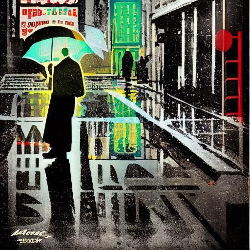 Detective in Rainy City: Vintage Movie Poster