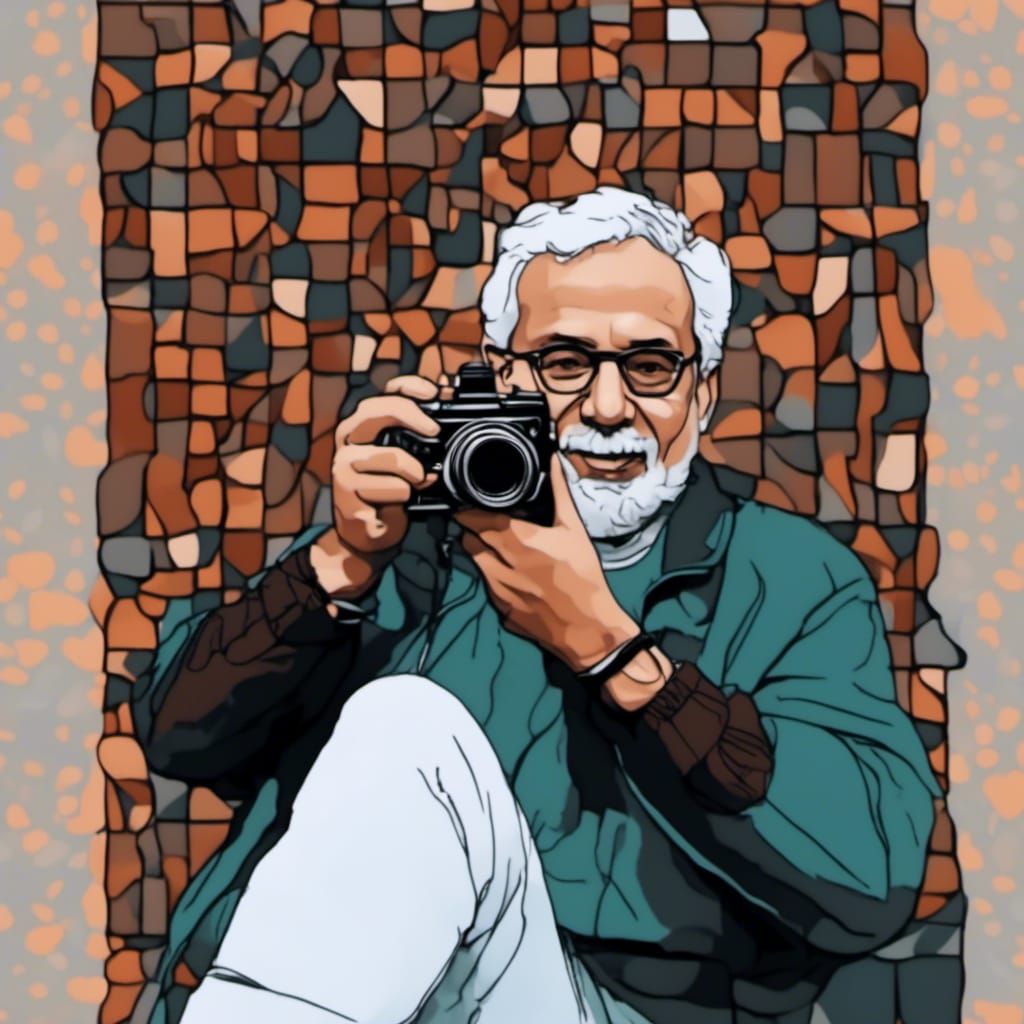 Abbas Attar Illustration in Kinetic Pointillism Style