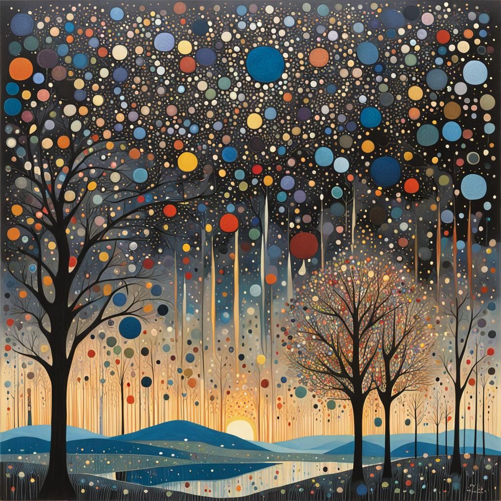 Emotional Twilight Art in Abstract Expressionist Style