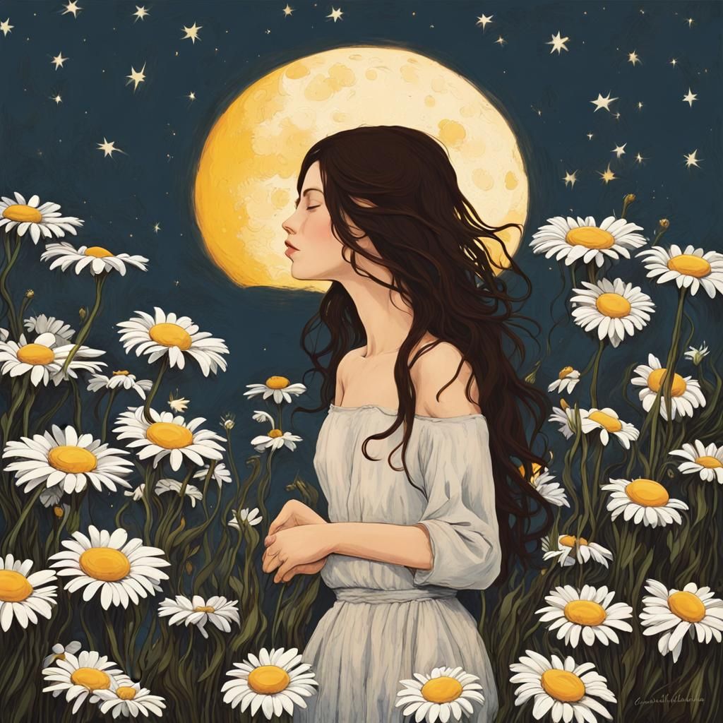 Romantic Daisies: Sun, Moon, and Quivering Skin