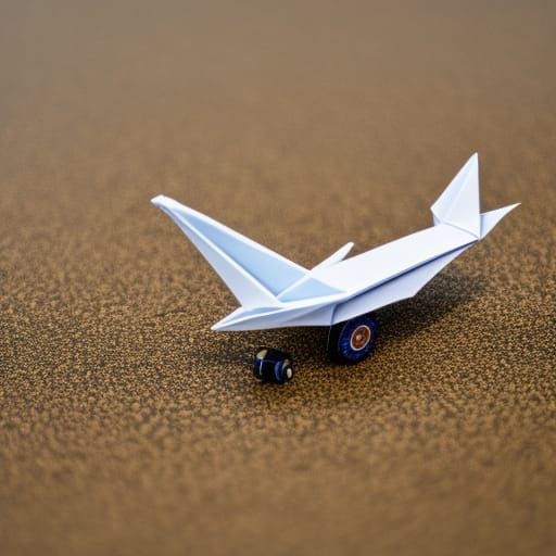 Origami Paper Airplane Ascends from Water