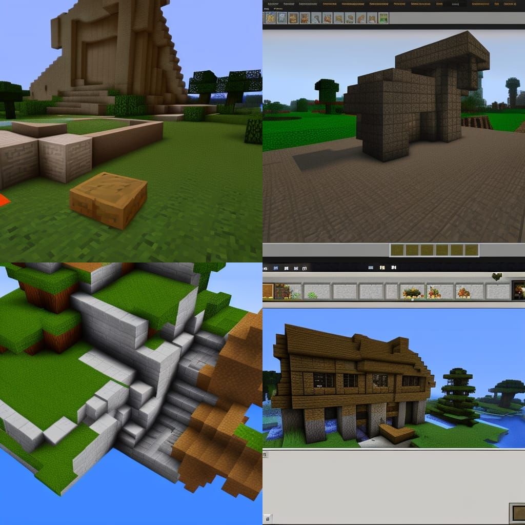 Minecraft Scene with 3D Shading and Depth