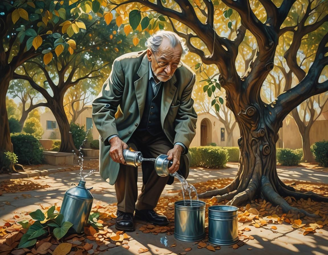 Surreal Brain Tree Watering, Salvador Dali Style