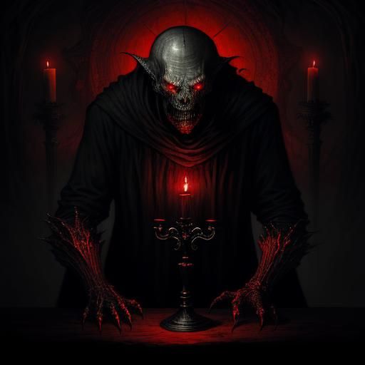 Candlelit Nightmare Monster in Horror Style