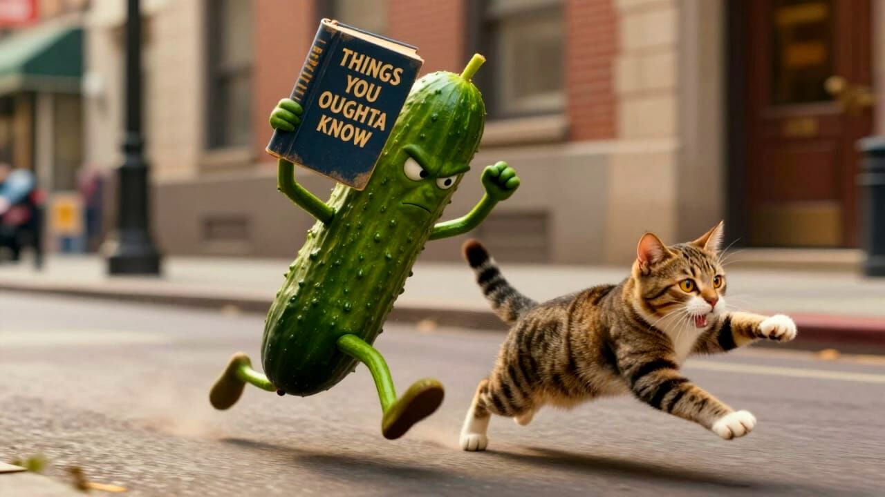 Cucumber Chases Cat with 'You Oughta Know' Book