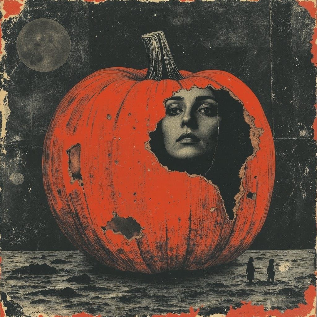 Halloween Pumpkin of Death in Dark Surrealist Style