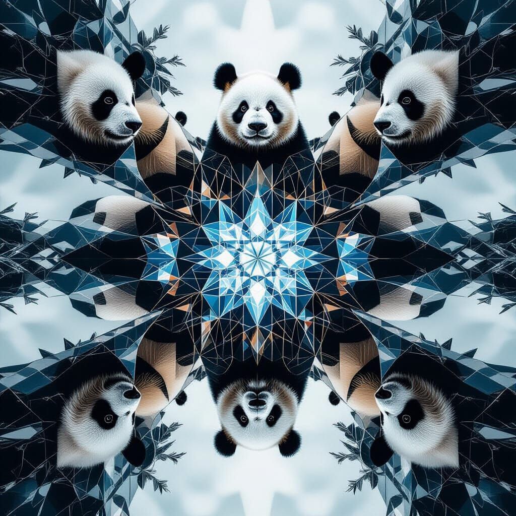 Geometric Panda Designs Radiating from Center