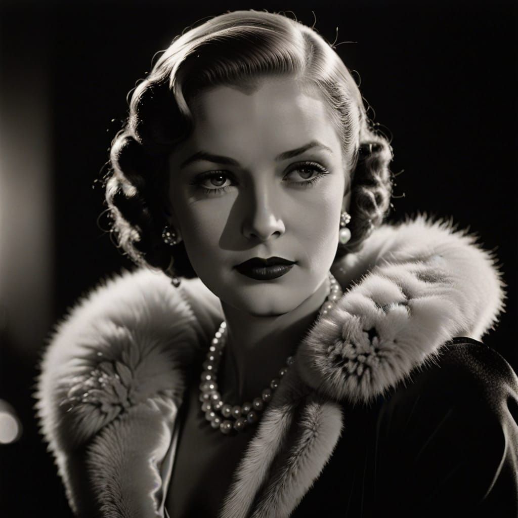 Elegant 1930s Hollywood Portrait in Black and White