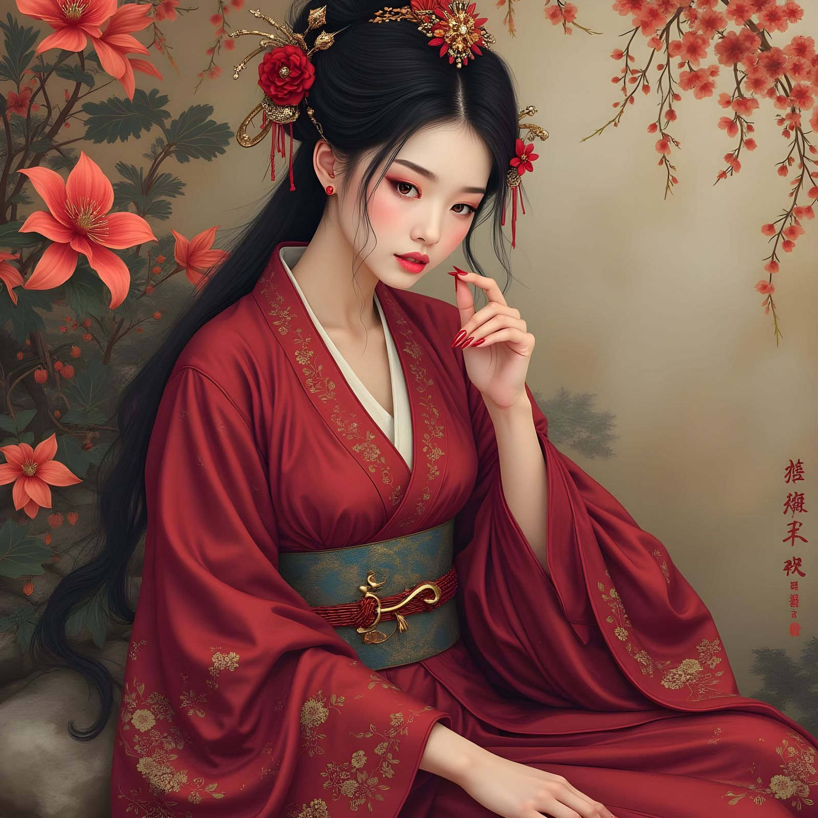 Enchanting Japanese Princess in Hanfu Art