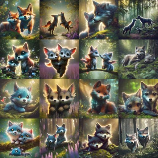 Majestic Gay Wolves in a Vibrant Cyberpunk Aesthetic