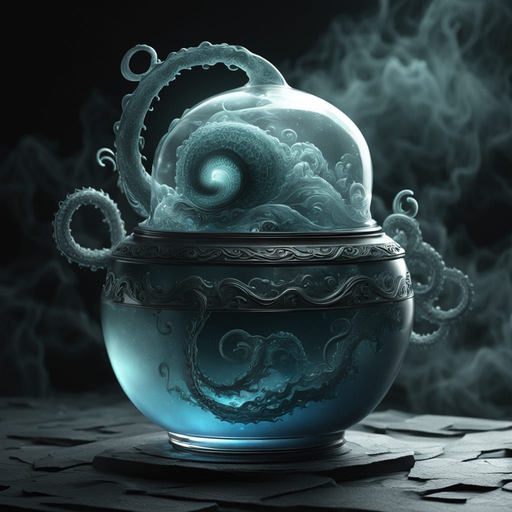 Ancient Glass Container in Turbulent Waters