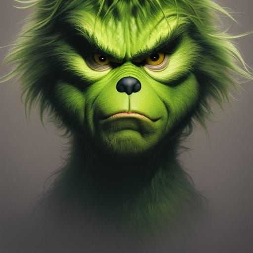The Grinch Portrait in Hyperdetailed Splash Art
