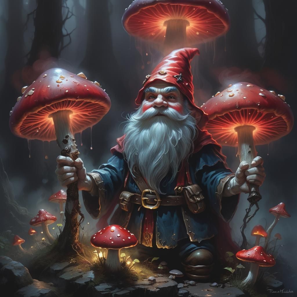 Ethereal Gnome Wizard in Misty Forest