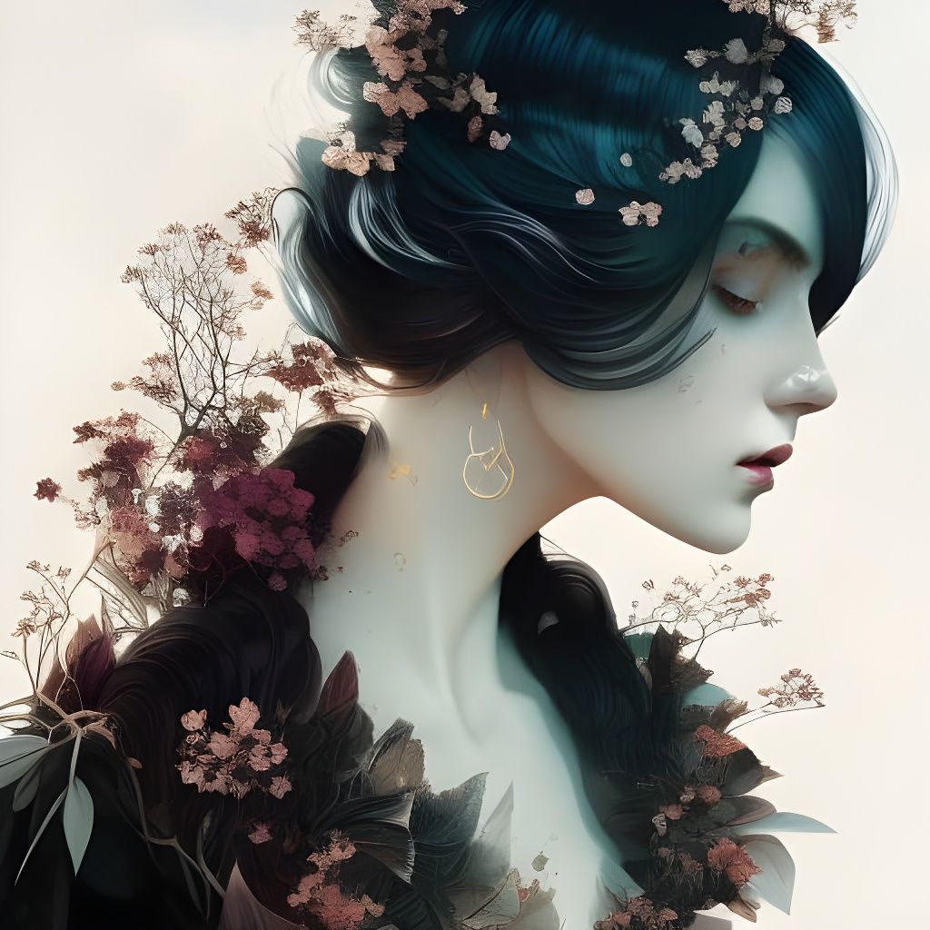 Goth Girl in Neo-Victorian Double Exposure Collage Art