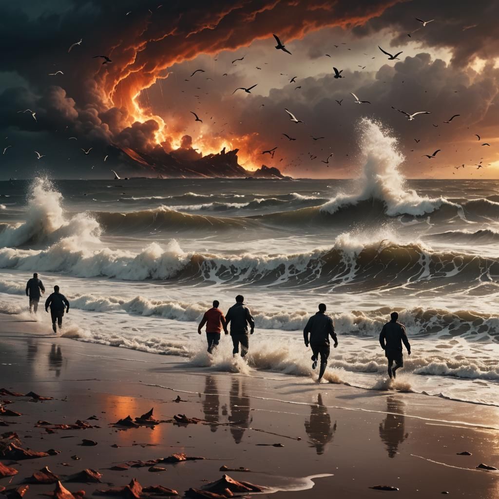 Apocalyptic Tsunami Concept Art in Vibrant Colors