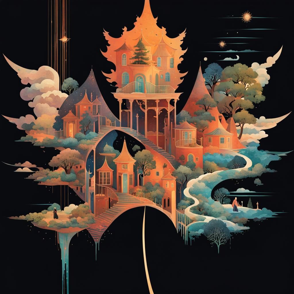 Fantasy Village in Surreal Stargate Dreamscape