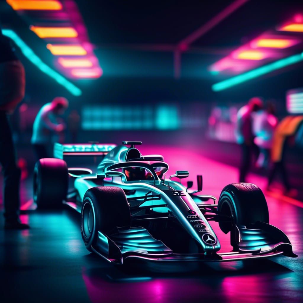 Mercedes-Benz Formula one racing car cyberpunk style photo �...