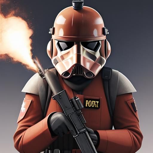 Futuristic Flame Trooper in Action