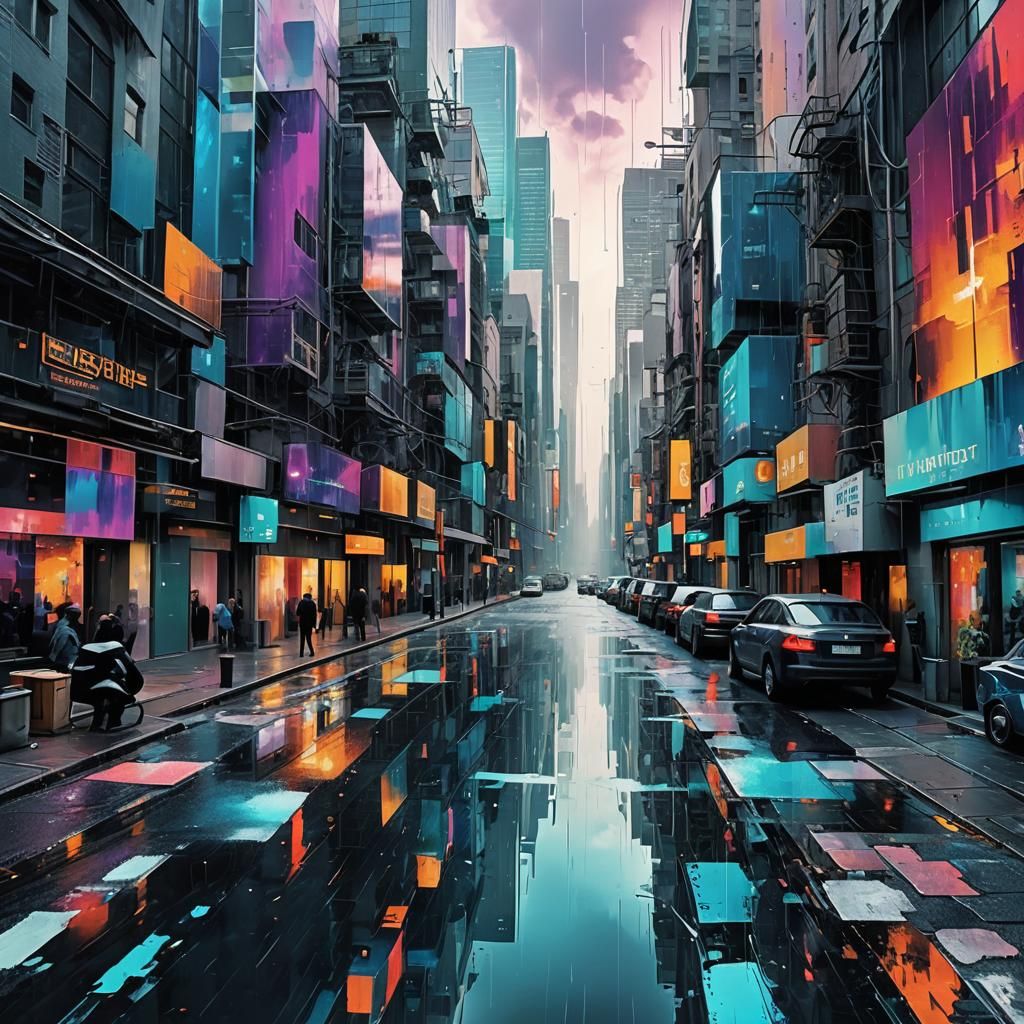 Glitch Art Cityscape