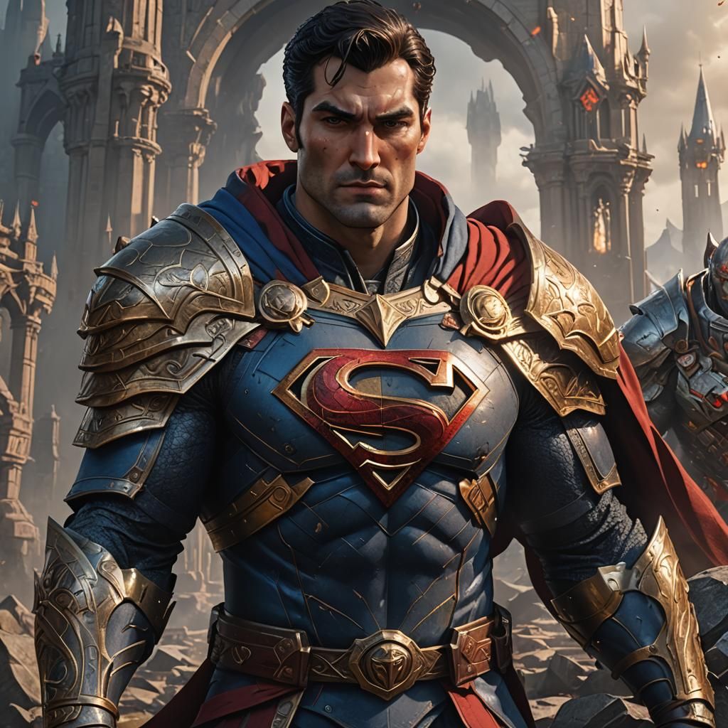 Paladin with Superman Symbol, Fantasy Concept Art