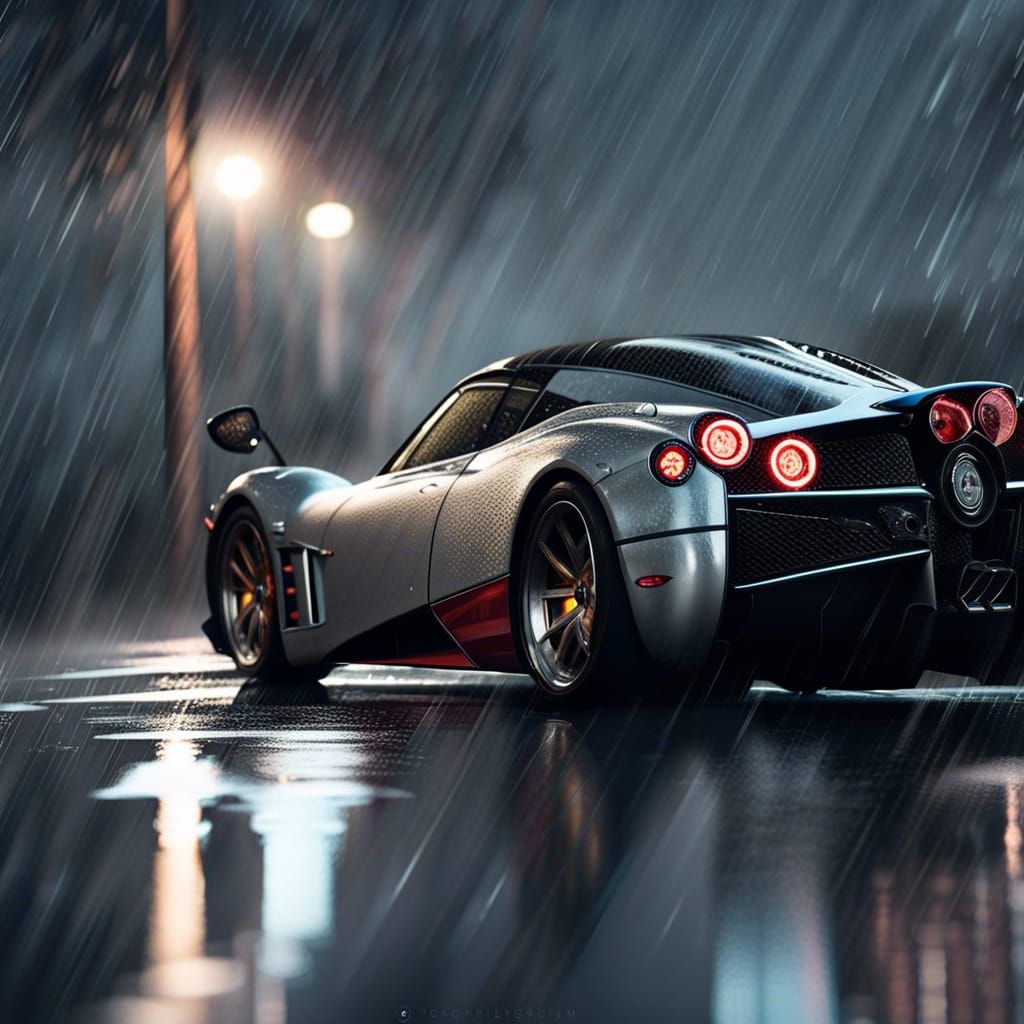 Pagani Huayra Car in Rain, Hyperrealistic CGSociety Render