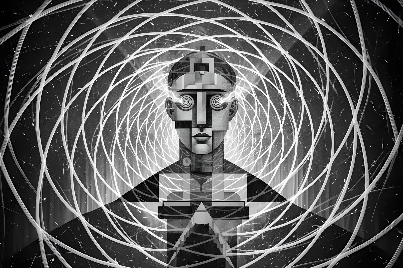 Supernatural Suprematist Portrait in Black and White