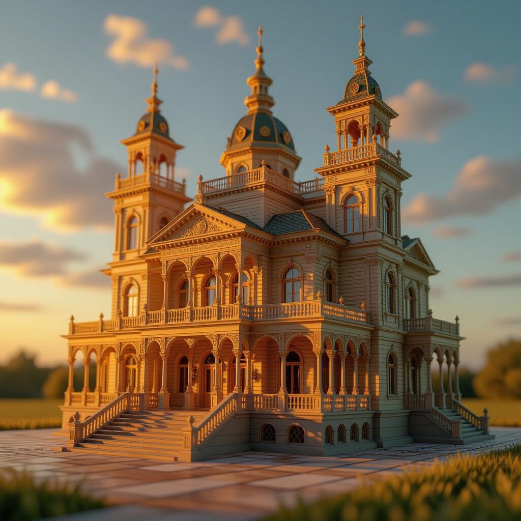 Colossal Matchstick Palace in Neoclassical Style