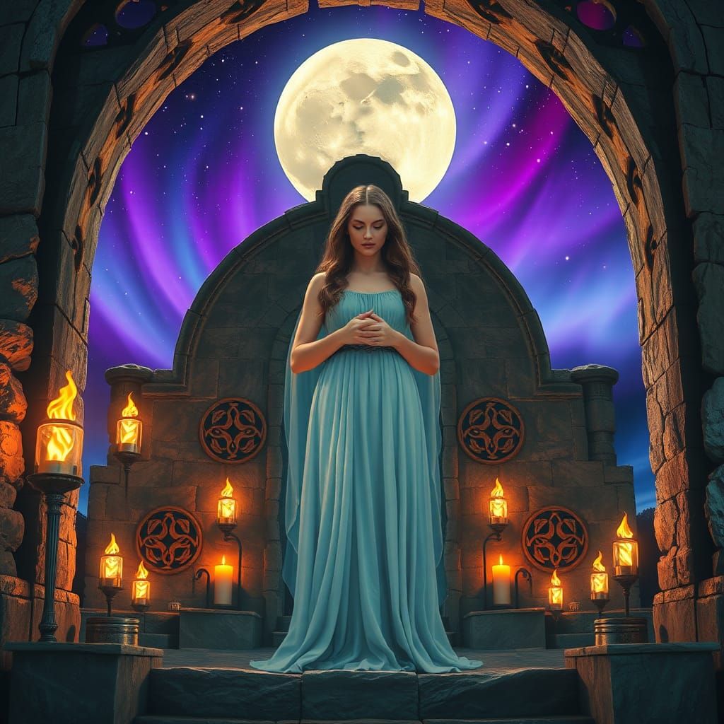 Arianrhod: Moon Goddess in Sci-Fi Graffiti Style