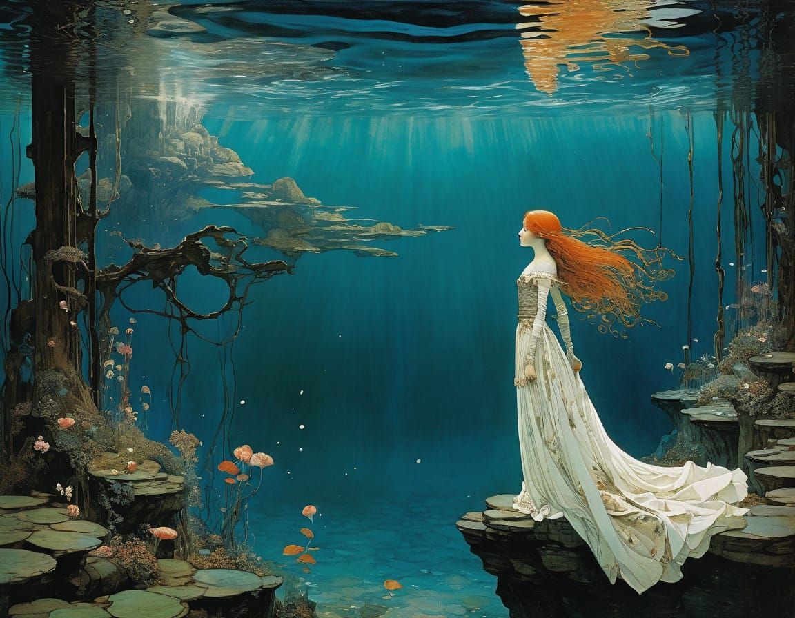 Surreal Underwater Fantasy in Detailed Matte Painting Style