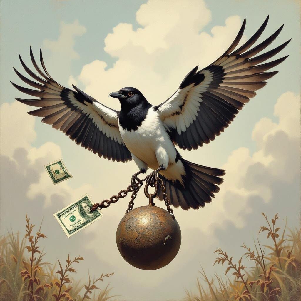 Bird's Struggle: Dramatic Art in Expressive Style