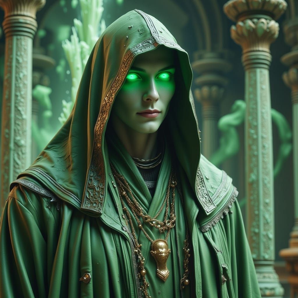 Man in Cultist Robes Leading Temple Worship