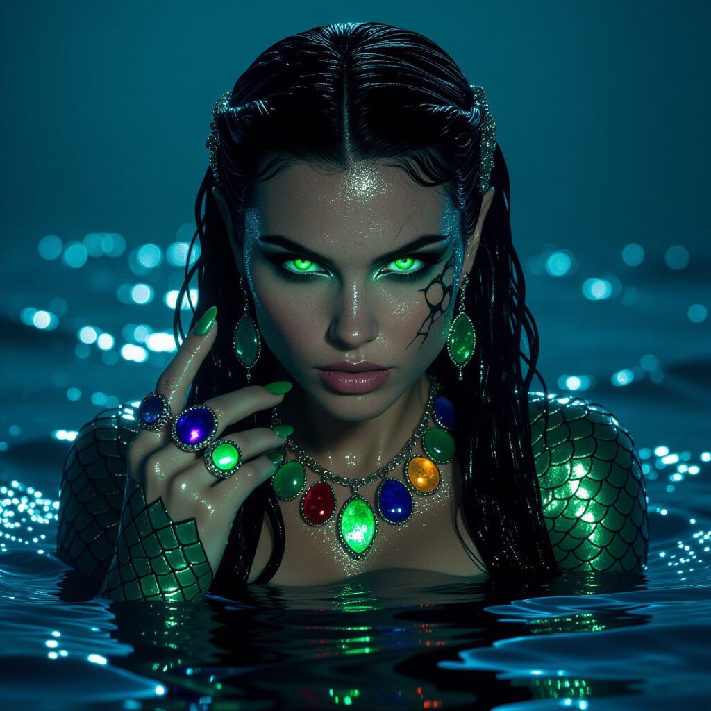 Eerie Mermaid with Sea Glass Jewelry