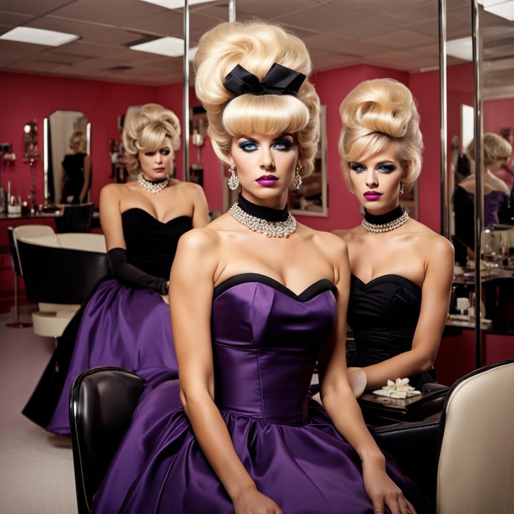 Elegant Beauty Salon Scene with Mod Hairstyles