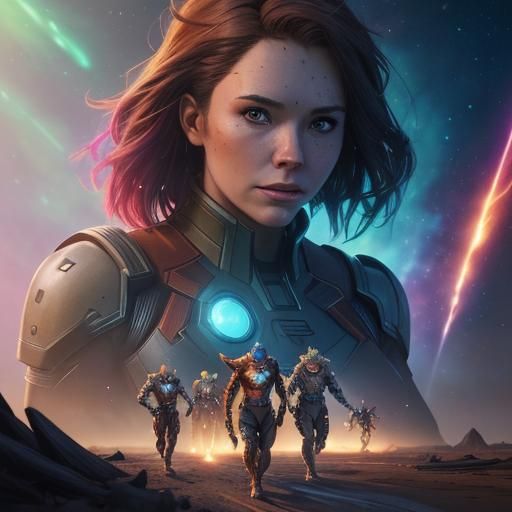 Guardians of the galaxy
cute
walking tall towards the camera
Rocket ist leading, the others are around him slow motion
a...