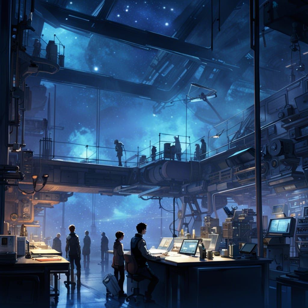 Biopunk Laboratory Under Twilight Nebula Sky
