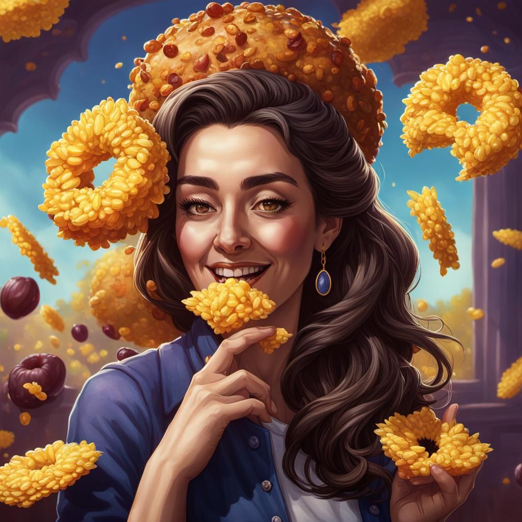 Hyperrealistic Cornflake Girl with Raisin Girls