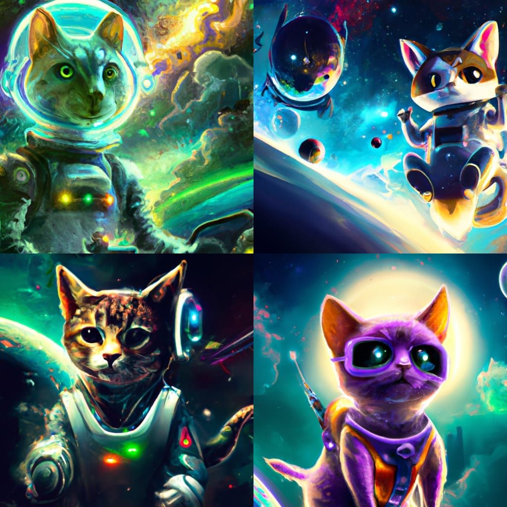 Cinematic Space Cat Digital Matte Painting