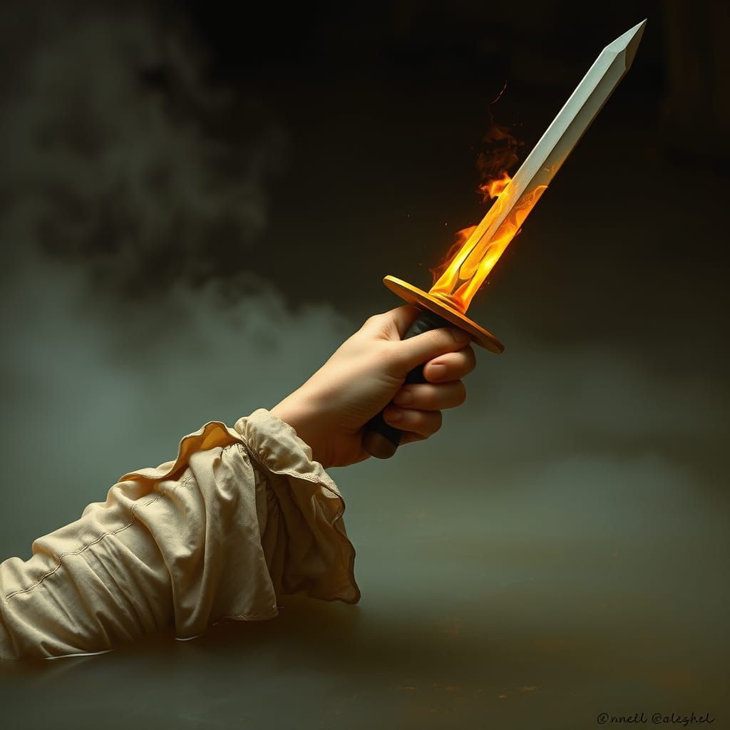 Majestic Lady of the Lake in Golden Chiaroscuro