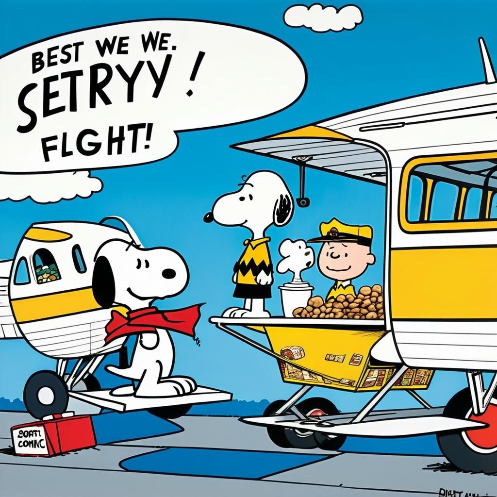 a humorous and whimsical image of Charlie Brown and Snoopy s...