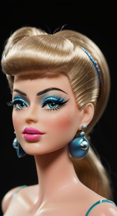 Arrogant 1960s Barbie Close-Up with Contemptuous Smile
