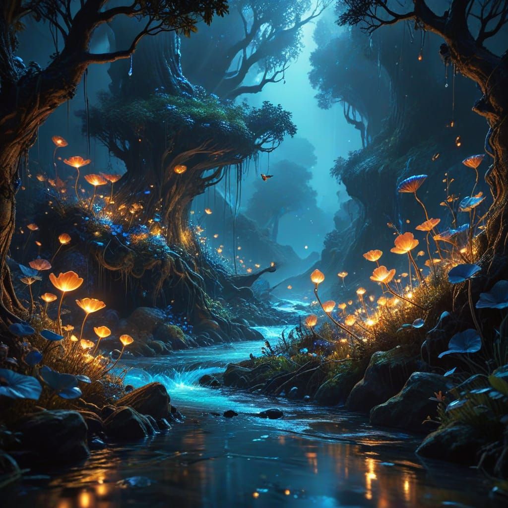 Magical Lamp Ignites Life: Nature Emerges in Vibrant Concept...