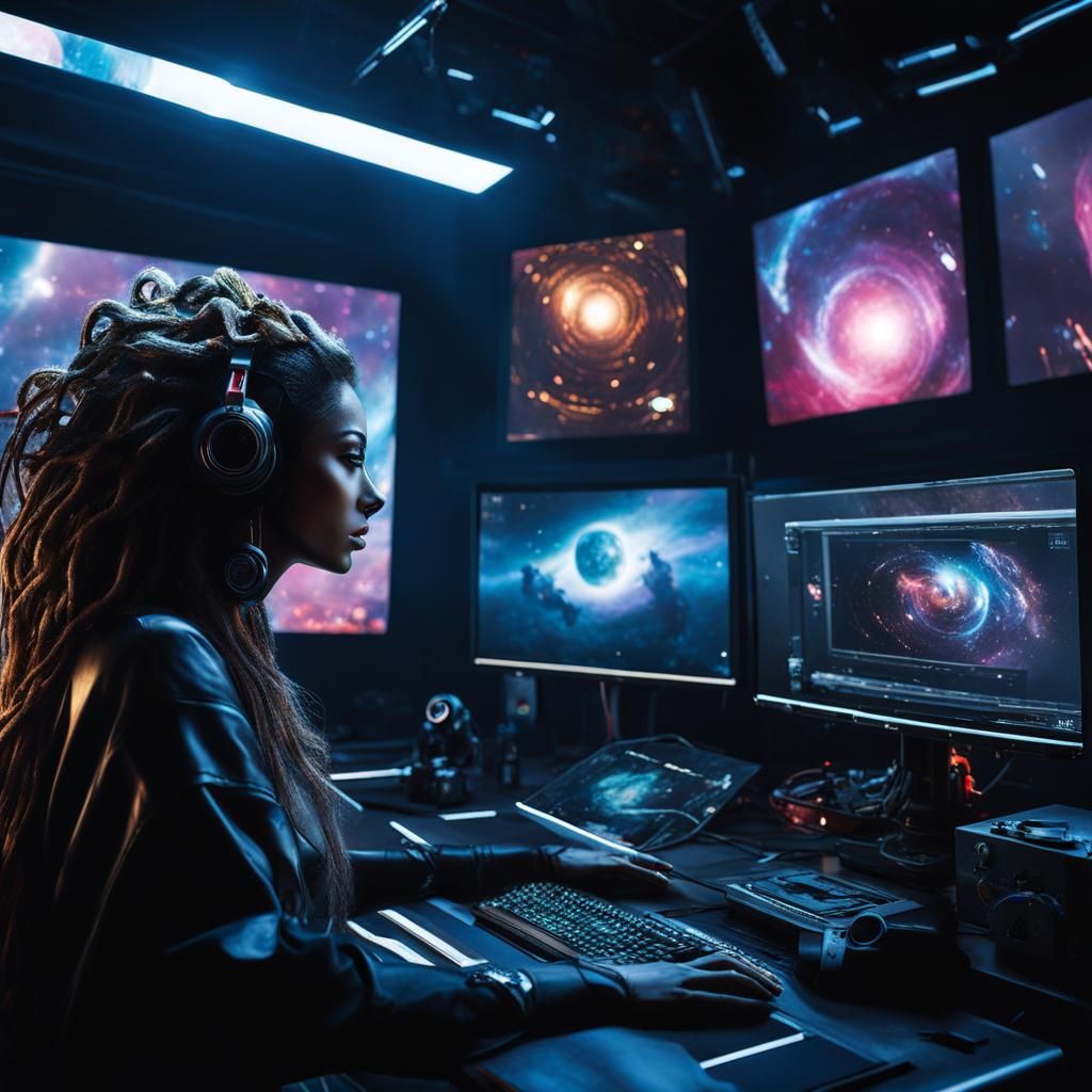 Cyberpunk Medusa Video Chat in Space