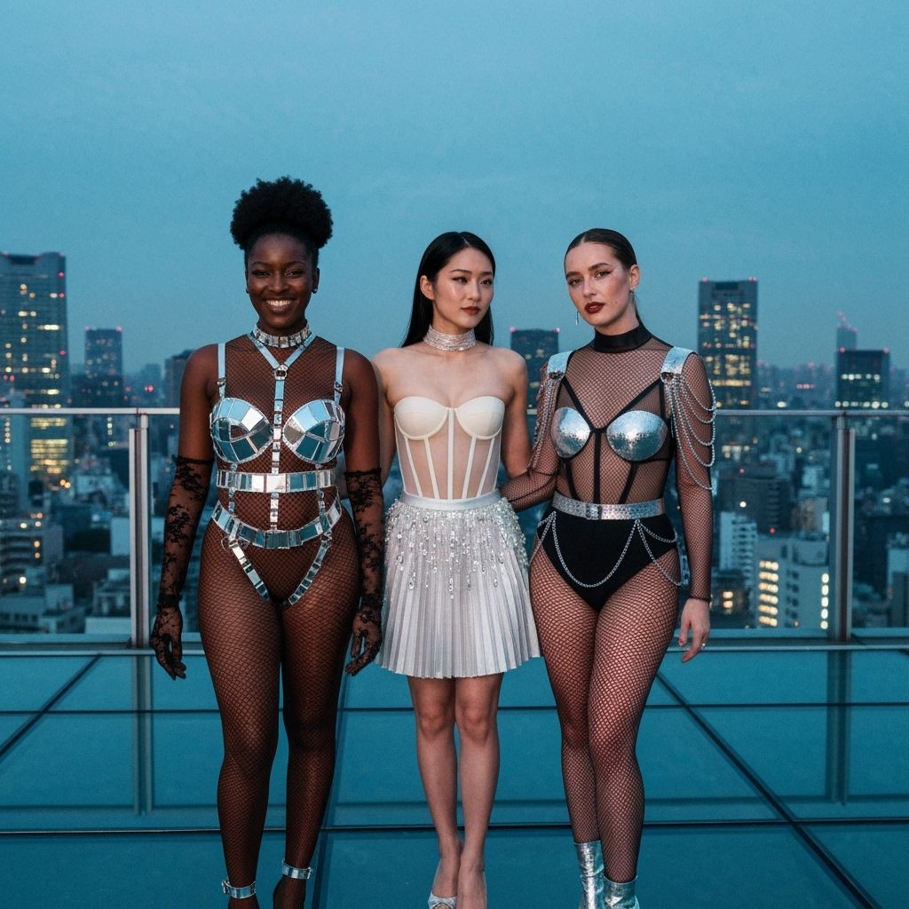 Women Pose on Tokyo Rooftop in Futuristic Fashion