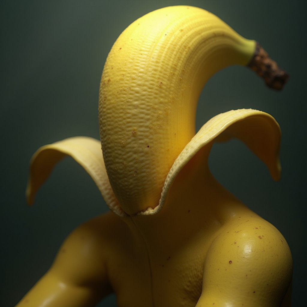 Banana-Faced Humanoid in Detailed 3D Anime Art