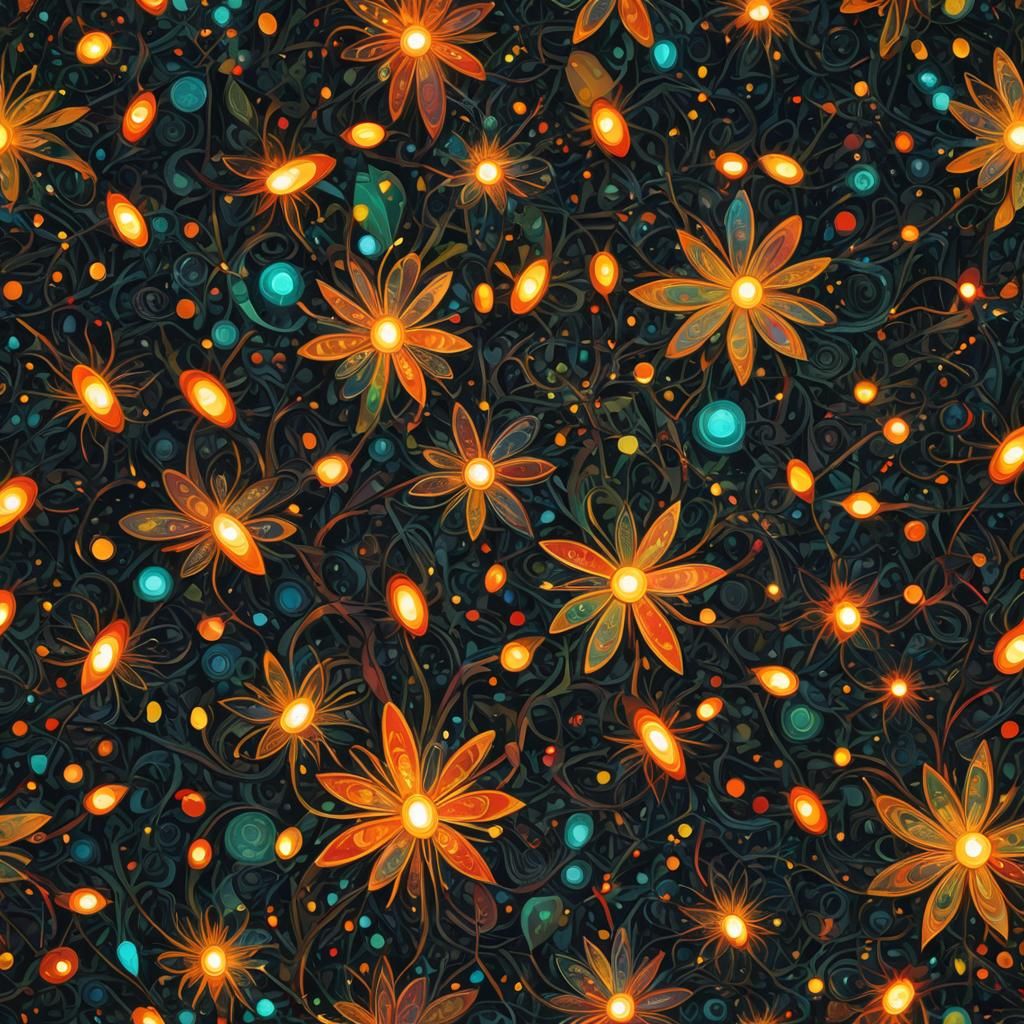 Psychedelic Fireflies and Christmas Lights in Surrealism