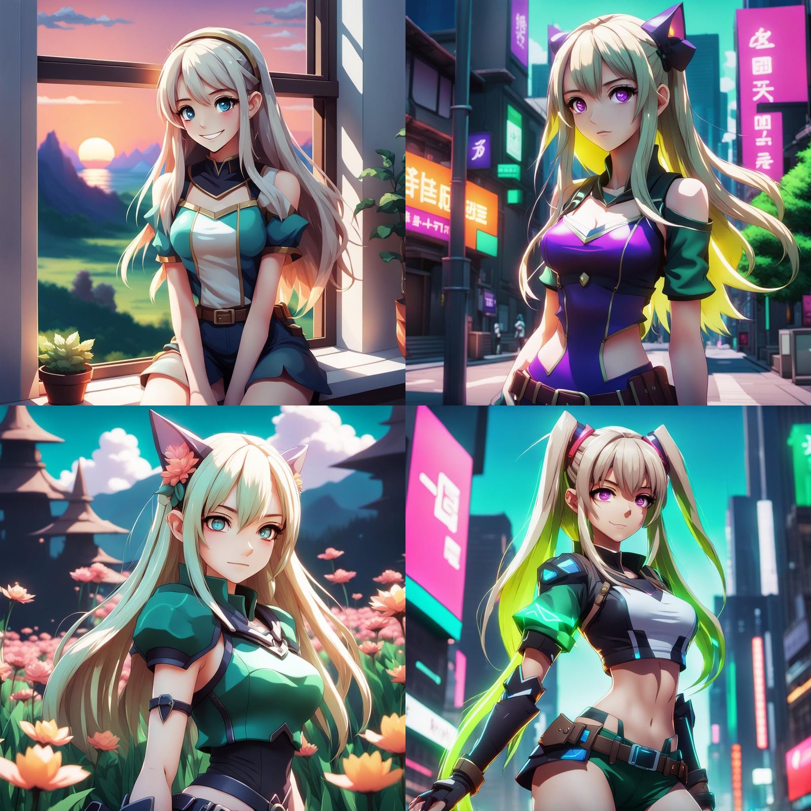 Cyberpunk Anime Art in Cel-Shaded Style