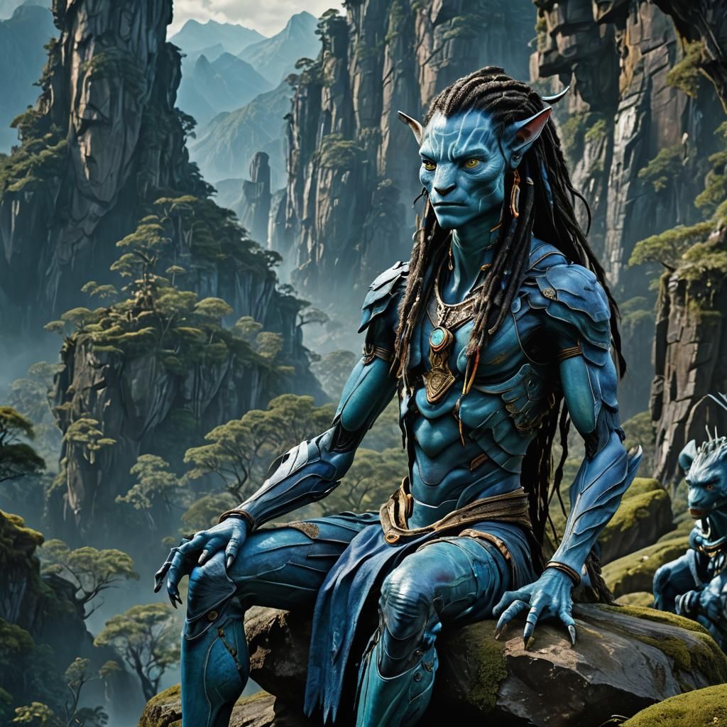 Cinematic Avatar on Ikran, Oil Painting Style