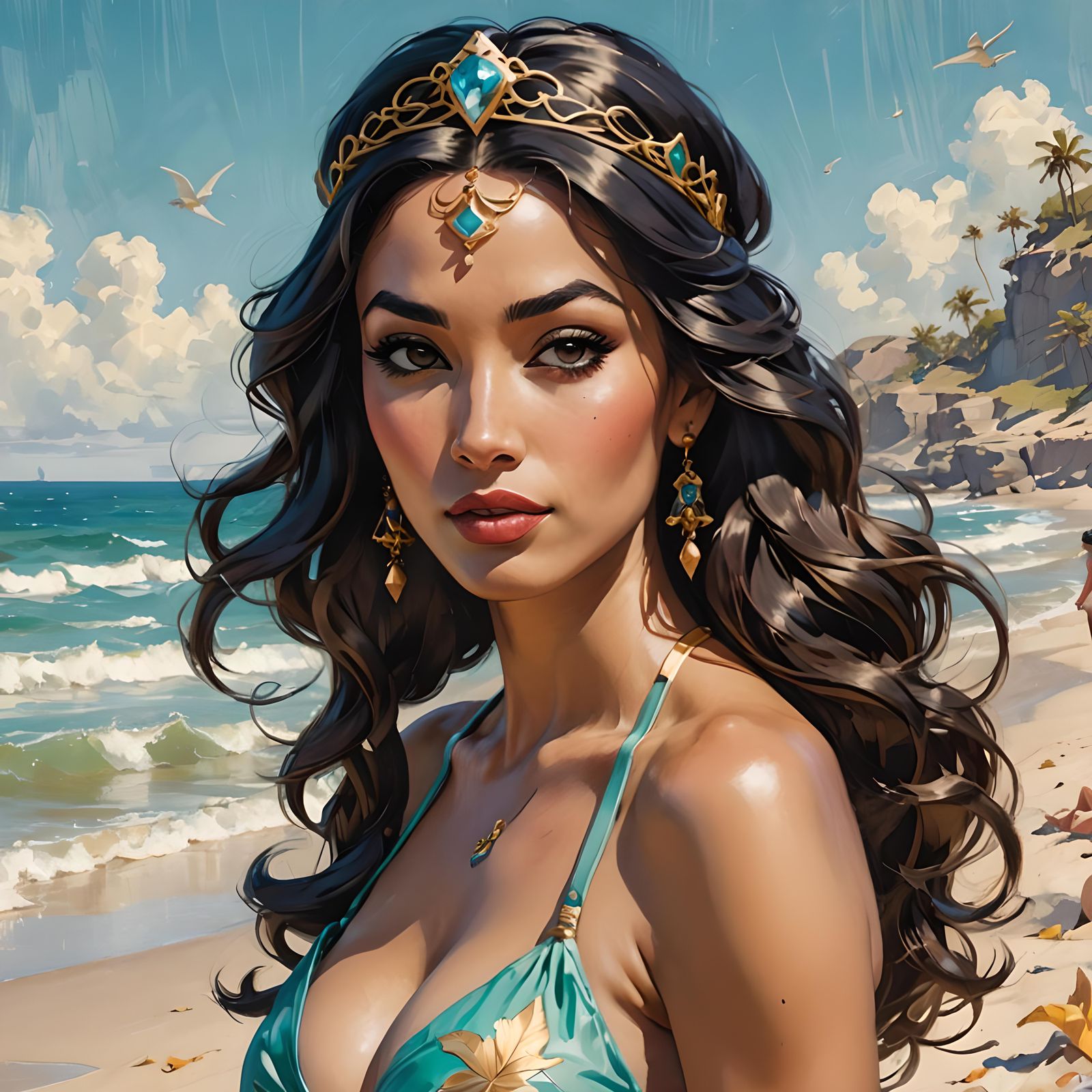 Jasmine on the Beach: Pin-Up Style Portrait