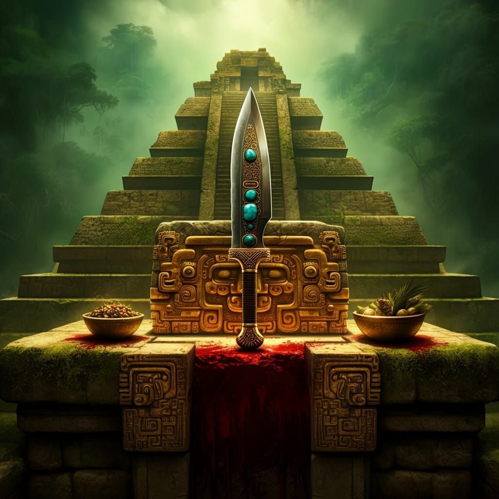 Inca Pyramid Apex in Amazonia with Gold and Turquoise Sacrif...